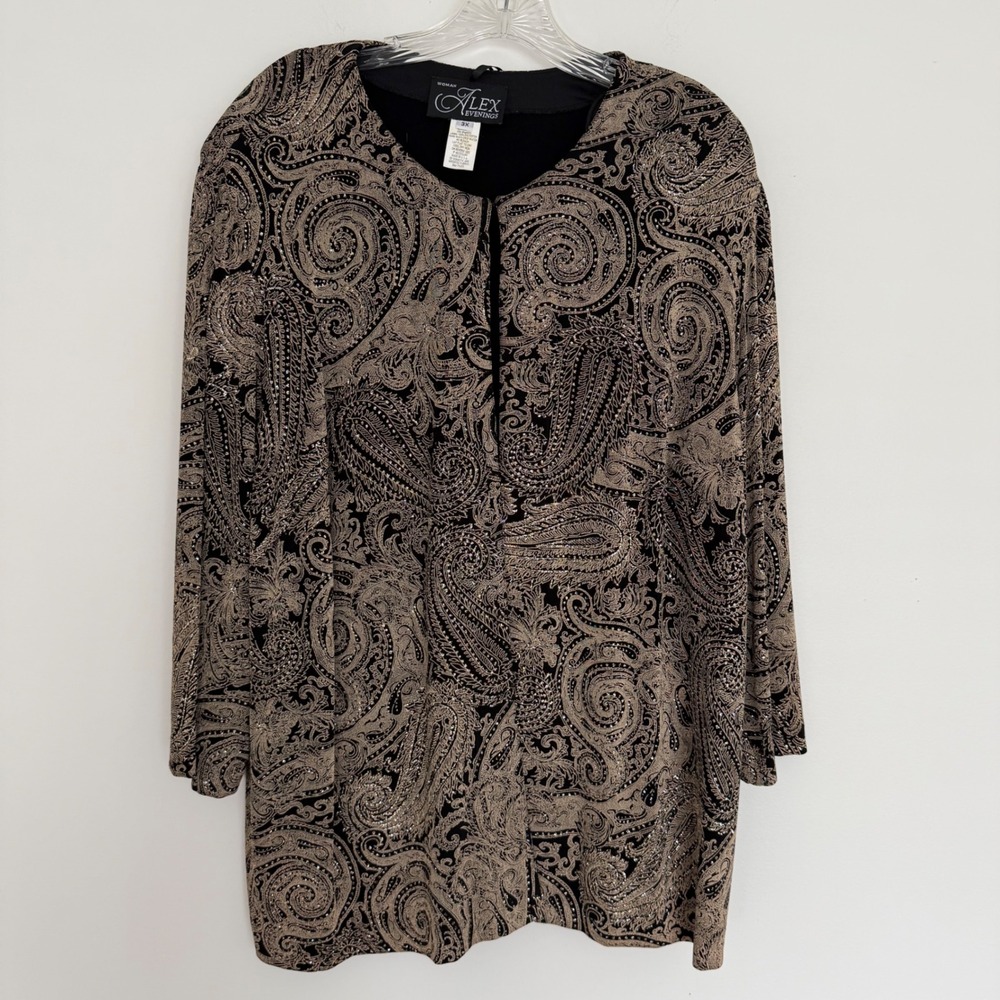 Alex Evenings Women Black & Gold/Copper Jacket Glitter Sparkly Women's‎ Size 3X